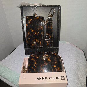 Anne Klein Tortoise Card Case w/Charms, Flat Wristlet and Key Chain